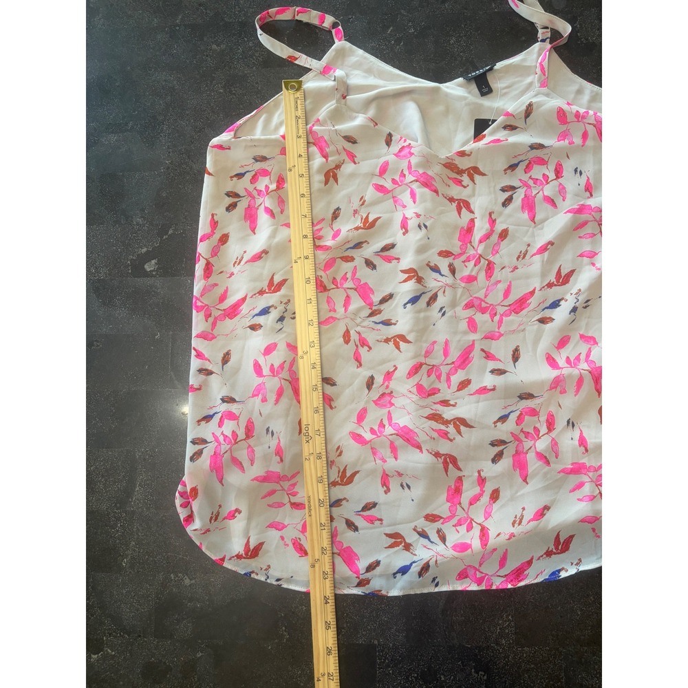 Torrid Pink Leaf Print Georgette V Neck Cami Tank Plus Size 1X Adjustable Straps - Picture 5 of 6